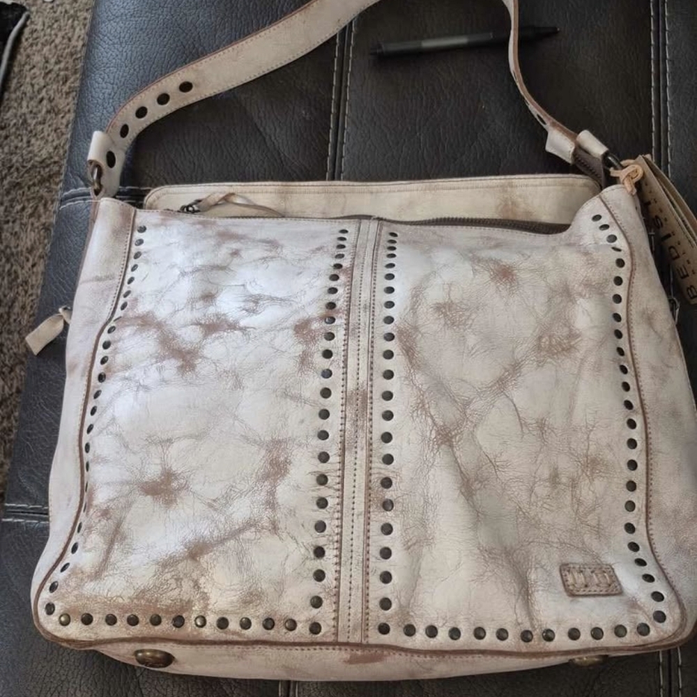 Bed Stu Cream and Brown Crossbody Bag